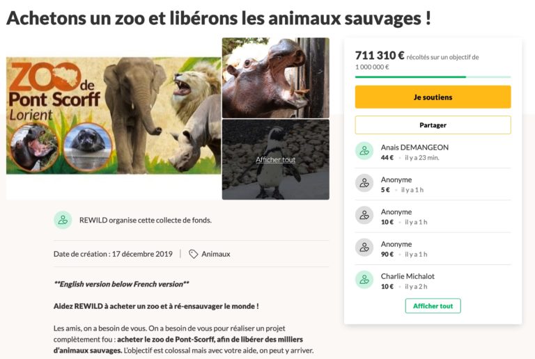 Succès de la collecte pour acheter un zoo et « libérer les animaux » (2 mn)
