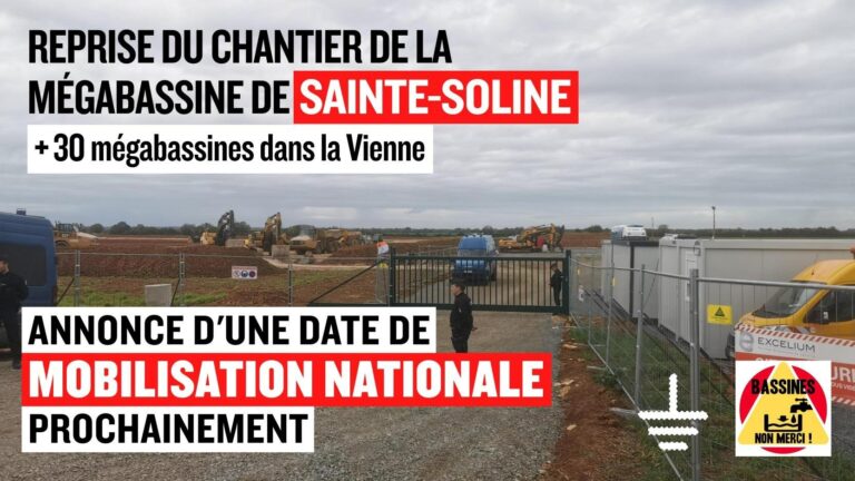 « Bassines »: Le chantier à repris à Sainte-Soline, un nouveau projet validé dans la Vienne